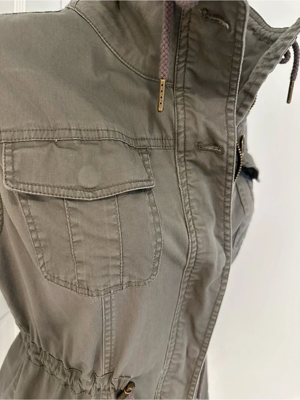 American Rag Olive Utility Drawstring Vest-M-Like New